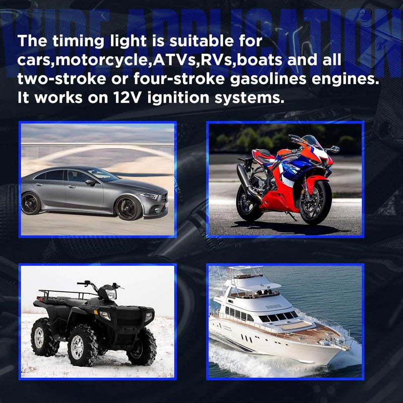 Autool Timing Light 12V, Engine Timing Gun Strong Flash Lights with Sliding Sensor Clip for Car, Motorcycle, Marine - Image 5